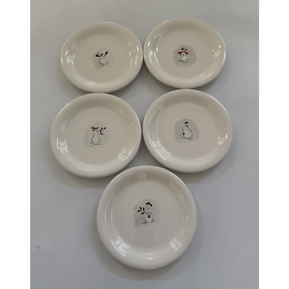 Set of 5 Williams Sonoma Snowman‎ Dessert Appetizer Bread & Butter Plates 6"